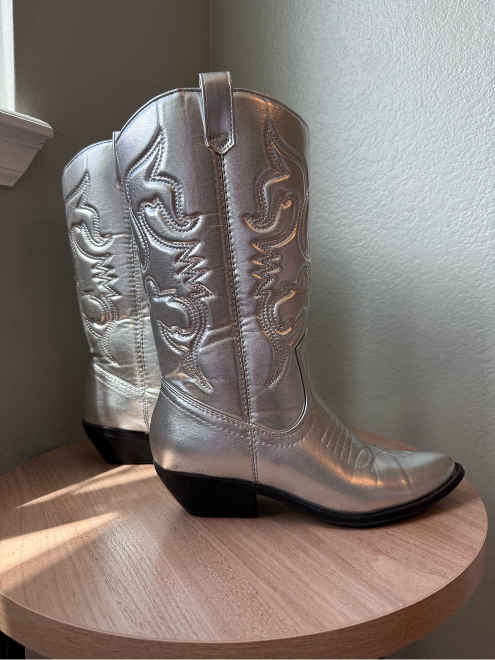 Amazon Silver Western Cowboy Ankle Boots